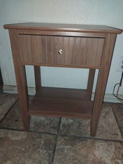 Wood Nightstand with Drawer and Shelf