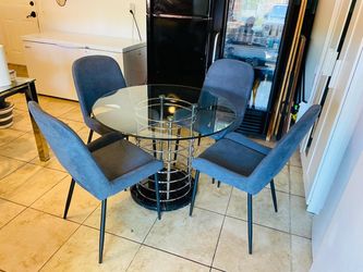 Round Glass Dining Table with 4 Chairs