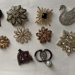 Womens Brooches pins , Used Once Or Open Box 