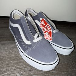 Blue Grey Suede Vans Kids 5