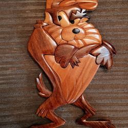 Vintage Tazmanian Devil Wood Art