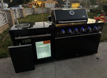 brand New Patio Kitchen Island Barbecue Grill Black Stainless Steel In Box