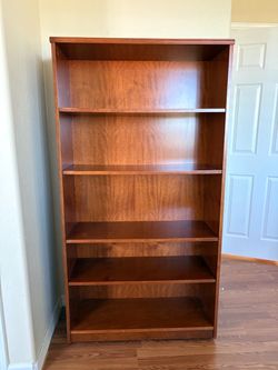 5-Shelf Wooden Bookcase Cherry Finish