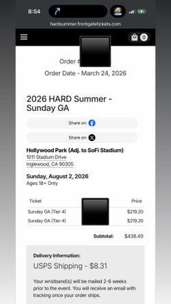 Hard Summer GA Sunday ONLY
