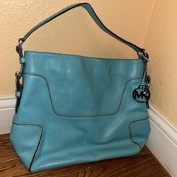 Michael Kors Brookville Hobo Shoulder Bag In Aqua Blue Leather