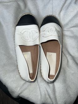 CHANEL WHITE ESPADRILLES CC LOGO SIZE 36
