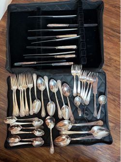 1847 Rogers Bros Silver-Plated Flatware Set – Service for 6 + Serving Pieces with Case