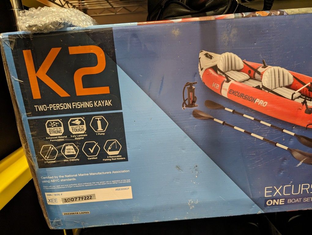 brand new INTEX Excursion Pro Inflatable Kayak Series: Includes Deluxe 86in Kayak Paddles and High-Output Pump – SuperTough PVC – Adjustable Bucket Se
