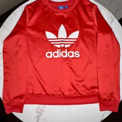 Adidas Red Satin Crew Neck Sweater 