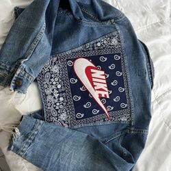 Nike Jean Jacket Custom Made Large 
