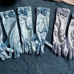 Set Of 3 Blue Princess Gloves 