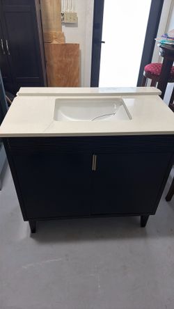 Black bathroom vanity  (DAMAGED)