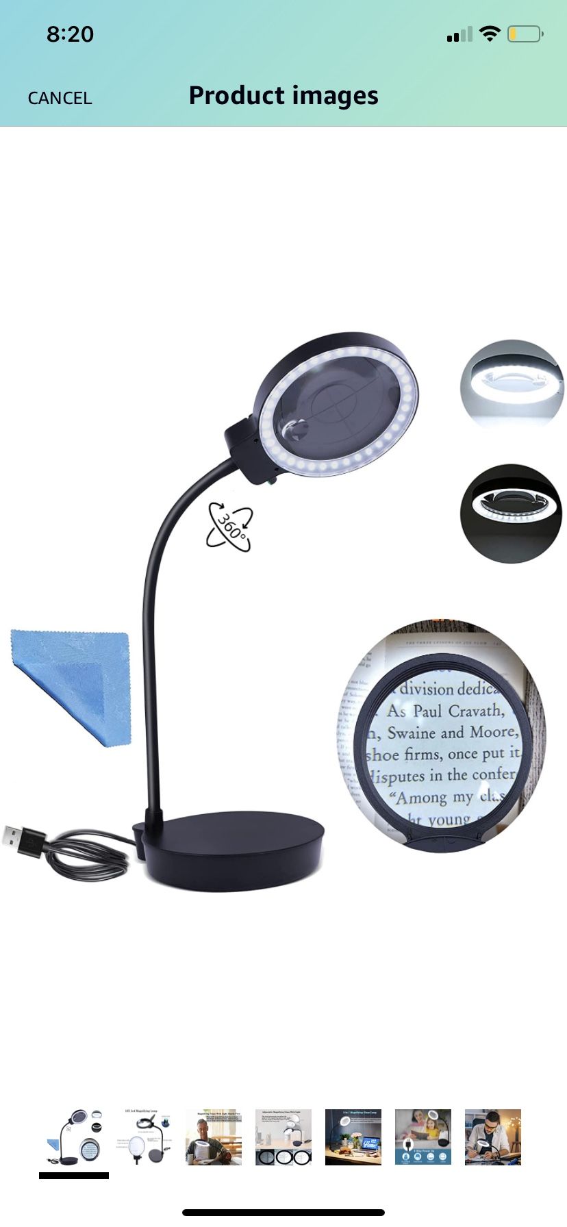 Magnifying Glass with Light 2 in 1 Magnifying Lamp 10X 20X Magnifying Lens Table Lamp with Adjustable Gooseneck & USB Powered Lighted Magnifier Light