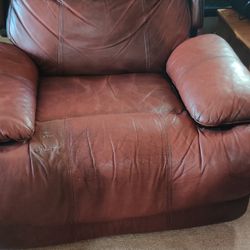 Leather Reclining Couch And Rocking Recliner Chair  FREEEEE