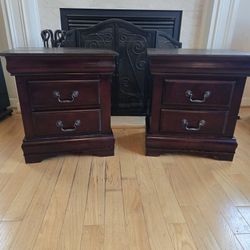 Matching Side Tables With Double Drawers 