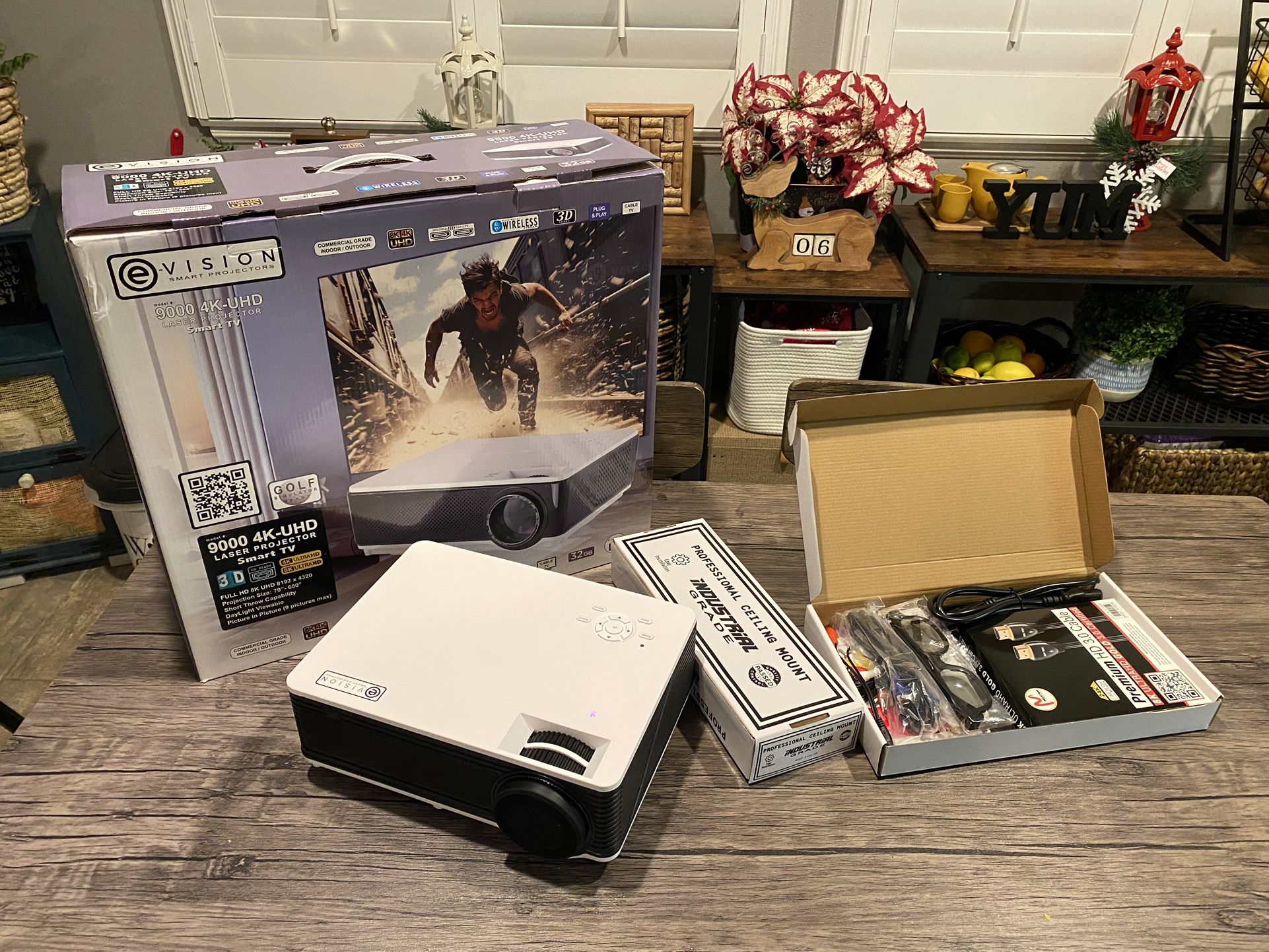 E-Vision 9000 4K-UHD Laser Smart Projector 8K 