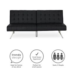 Brown Faux Leather Futon