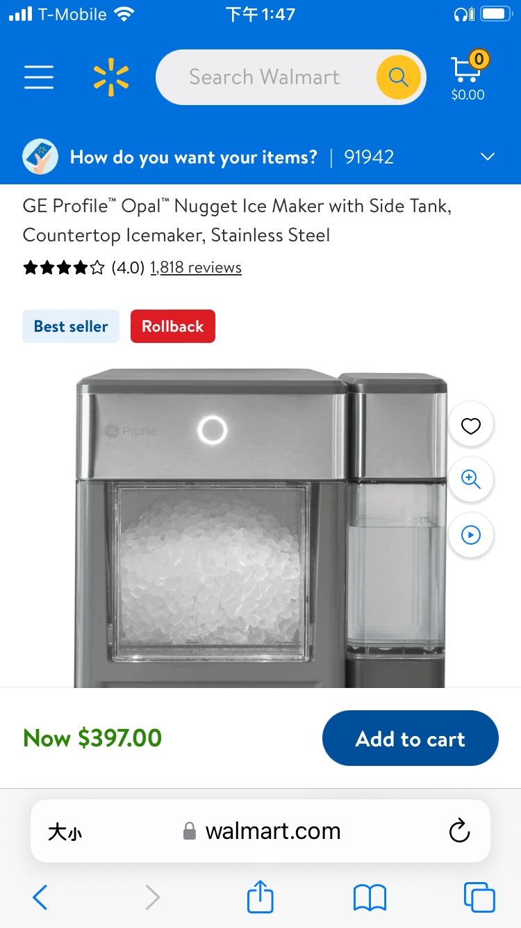 GE Profileâ„¢ Opalâ„¢ Nugget Ice Maker with Side Tank, Countertop Icemaker, Stainless Steel