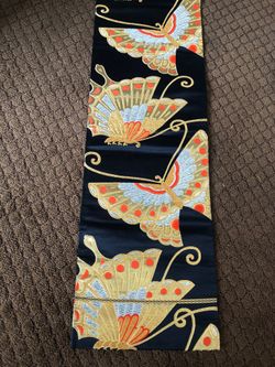 Hand made table runner made from kimono