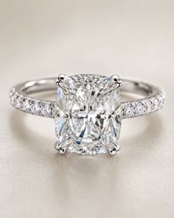 4.00 CT Cushion Lab-Grown Diamond Engagement Ring 14K White Gold