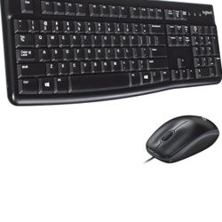 Logitech MK120 Wired Keyboard and Mouse Combo for Windows, Optical Wired Mouse, Full-Size, USB, Compatible with PC, Laptop - Black