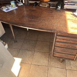 Solid Wood Distressed Vintage Desk From The 60’s.  Extremely Unique and One of A Kind !