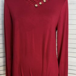 Red Long Sleeve Blouse, Small 