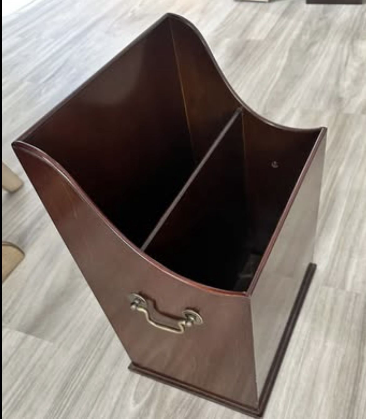 Vintage Solid Cherry Wood Magazine Rack