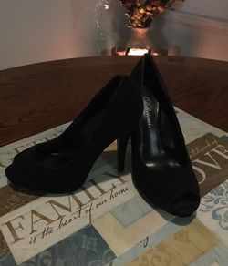 "Black High Heels Open In The Front!!