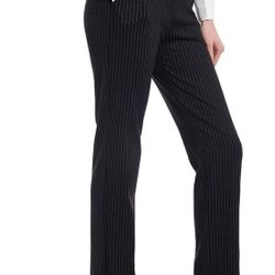 Super comfy & flattering black pinstripe office pants 28” inseam (5’-5’ 6” tall)