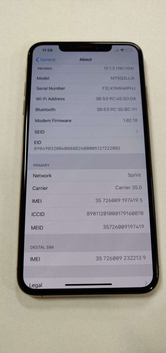 iPhone XS Max 256 GB BAD IMEI