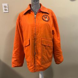 Double sided orange jacket red and black plaid sweater Men’s Size Large