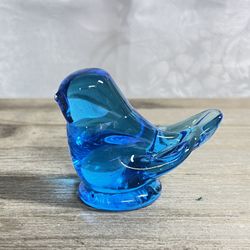 Vintage Titan Bluebird of Happiness Art Glass Bird Figurine Signed Leo Ward 1992