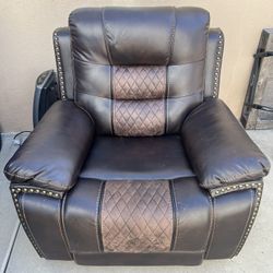 Brown Leather Recliner/rocking Chair