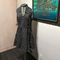 Bailey Blue Black Polka Dot Dress Size 1X  Juniors Size Retro Marilyn Monroe Style