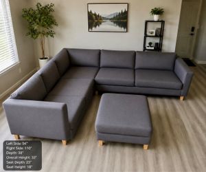 IKEA Gray Sectional Sofa with Ottoman