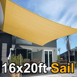 New in Box $50 Rectangle 16x20’ Sun Shade Sail Outdoor Canopy Patio Top Cover 175gsm , (Beige, Gray, Black)