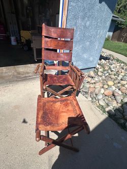 Leather and wood rocking chair & foot rest
