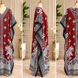 Dress 2 Of 3 — Red, black and white elephant print