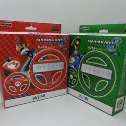Wii U Mario Kart 8 Steering Wheels Mario Luigi Lot Nintendo Bundle No Game