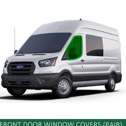 RV Custom Windshield Sunshades-Compatible with 2020 2021 2022 Ford Transit-Bug Screen Magnetic Insulated Blackout Front Door Window Covers(Pair)-Drak 