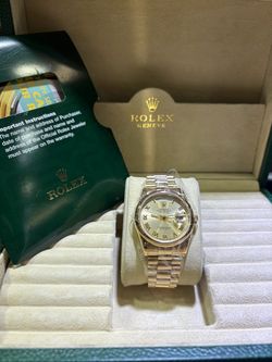 Rolex 2001 “P” series 18k yellow gold day date factory mint brand new buy sale trade gold watches silver coins scrap chain ring bracelet jewelry