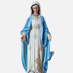 Vintage Virgin Mary Our Lady of Miraculous Medal Statue Santo Glass Eyes Dimosa