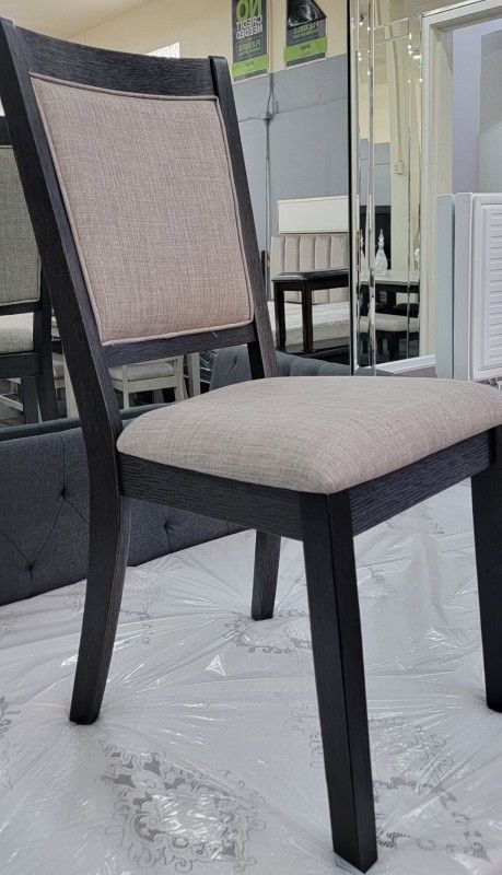 💥💥6 pc bridget ii two tone finish wood dining table set padded seat chairs and bench 💥💥