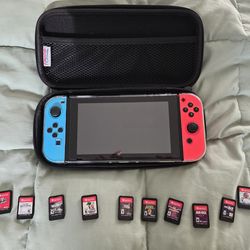 Nintendo switch 1st gen and 10 games