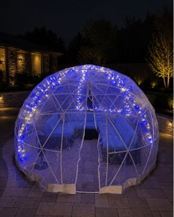 12x7 Ft Bubble Tent, PVC 360°View Clear Dome Tent for 4-5 Person, Weatherproof Garden Igloo Tent with 2 Ventilation Windows, Outdoor Igloo Bubble Dome