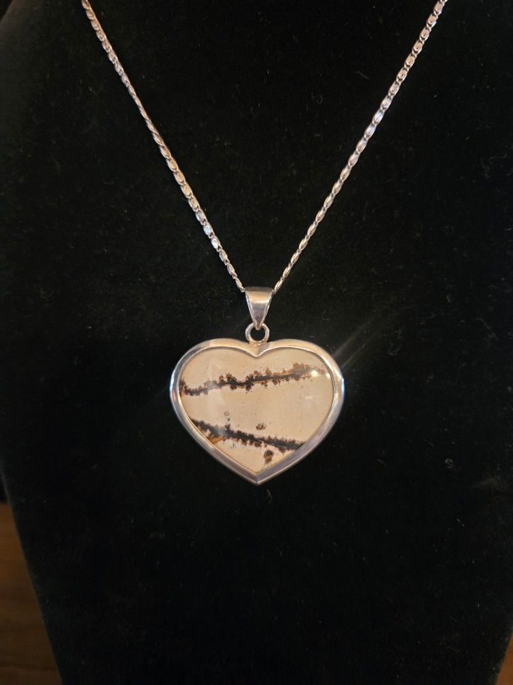 Genuine Picture Jasper Heart Pendant