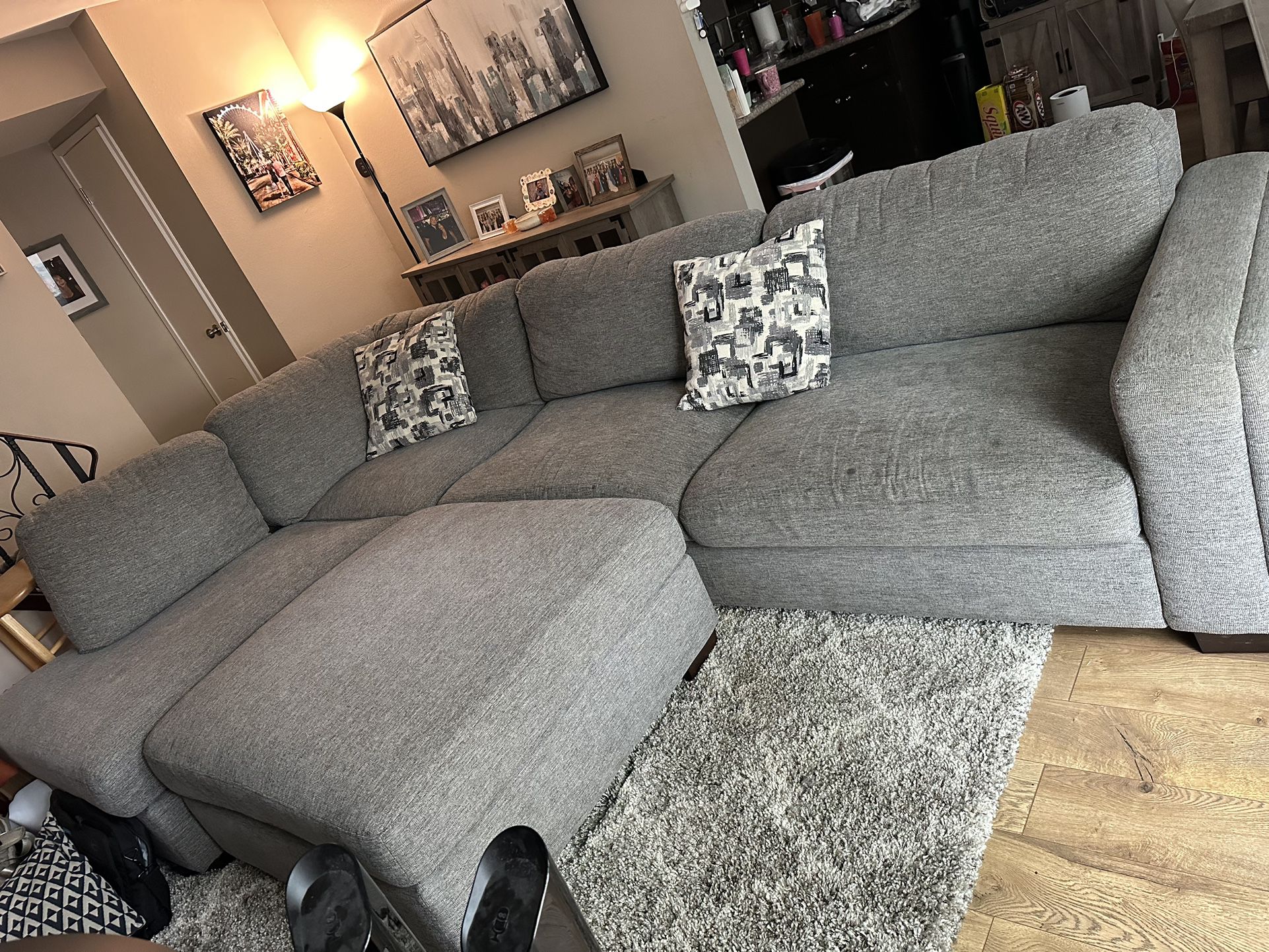 Maycen Fabric Sectional with ottoman - Must Be Picked Up 