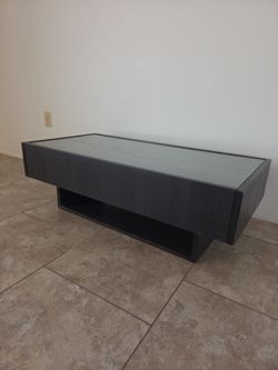 Dark Wood Coffee Table with Glass Top