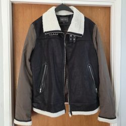 Men's Large Jacket Slate Stone New Vegan Leather Suede 